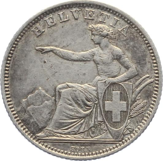Schweiz 1 Franken 1860 B - sitzende Helvetia